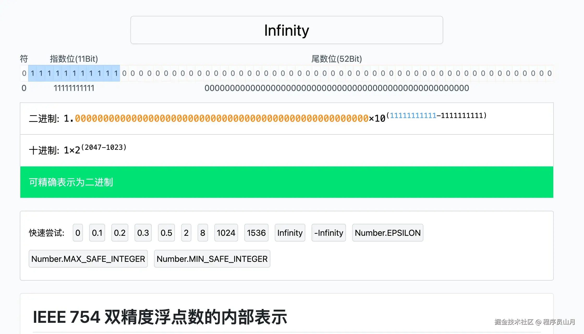 Infinity 的浮点数转换