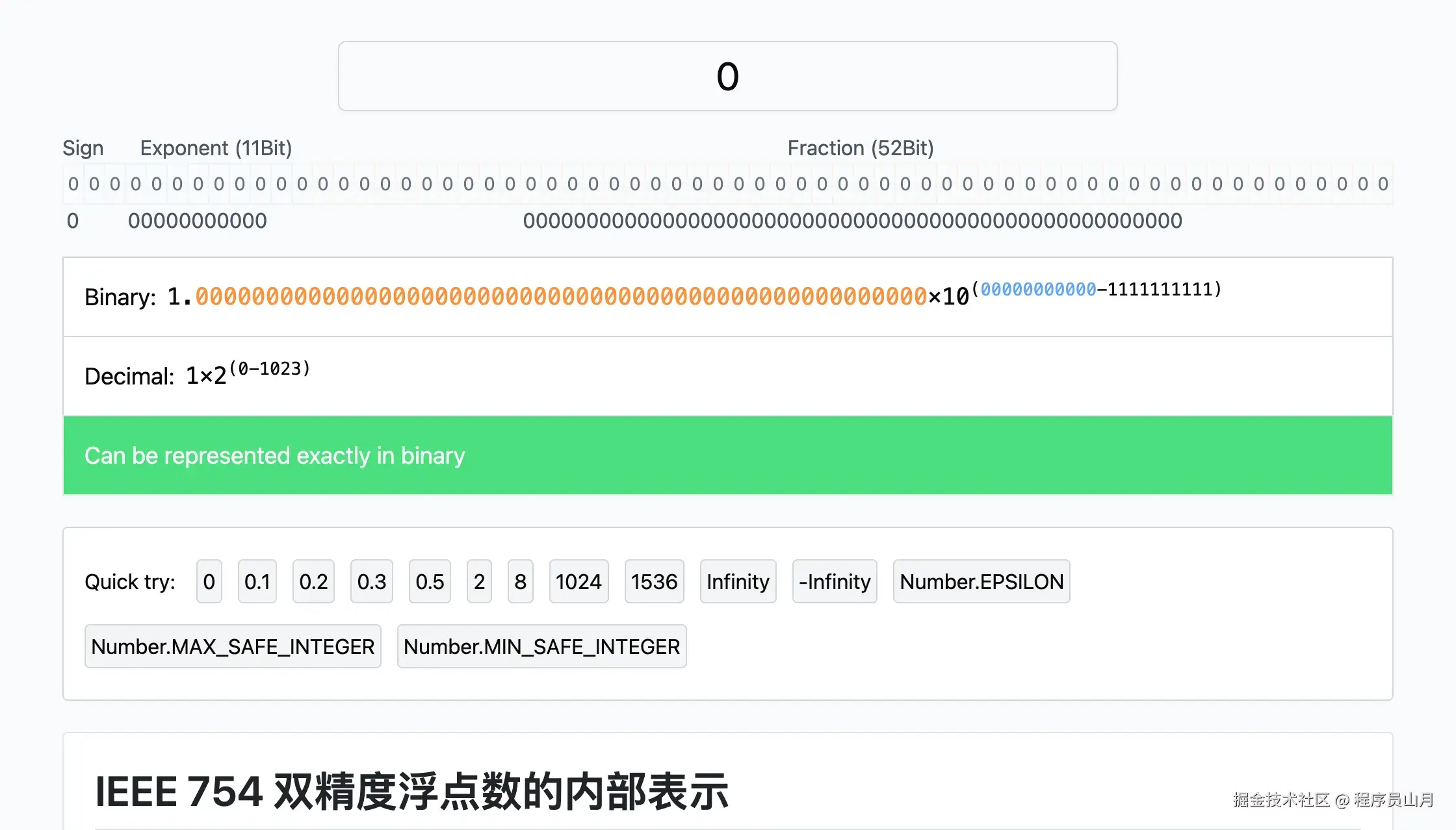 0 的浮点数转换